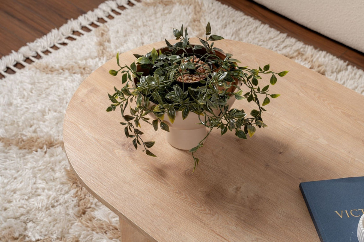 Ovale salontafel eiken melamine - Japandi - 119x60 cm - Sota