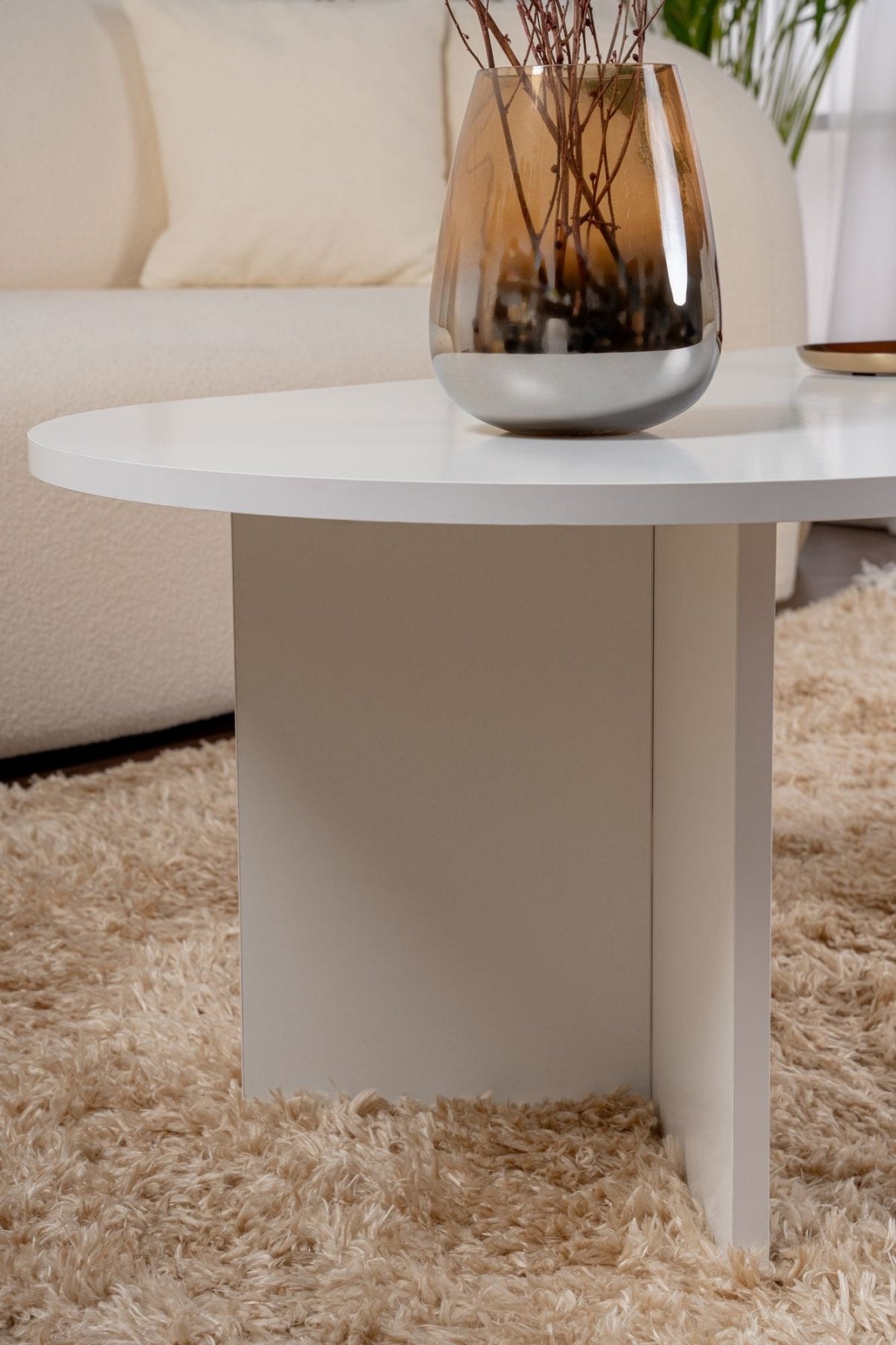 Salontafels - Salontafel wit melamine boogvorm Koda 119x60 cm - Dimehouse