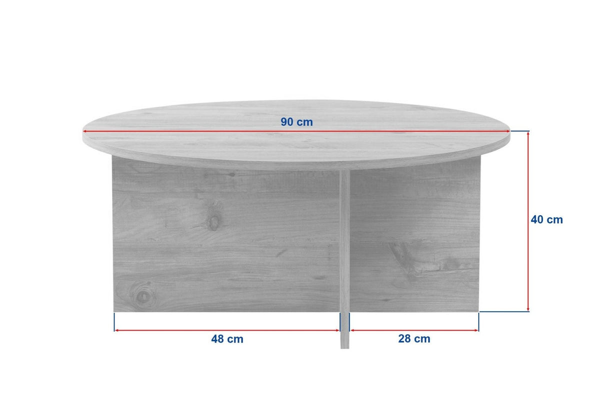 Ronde salontafel Dakota walnoot melamine 90x90x40 cm