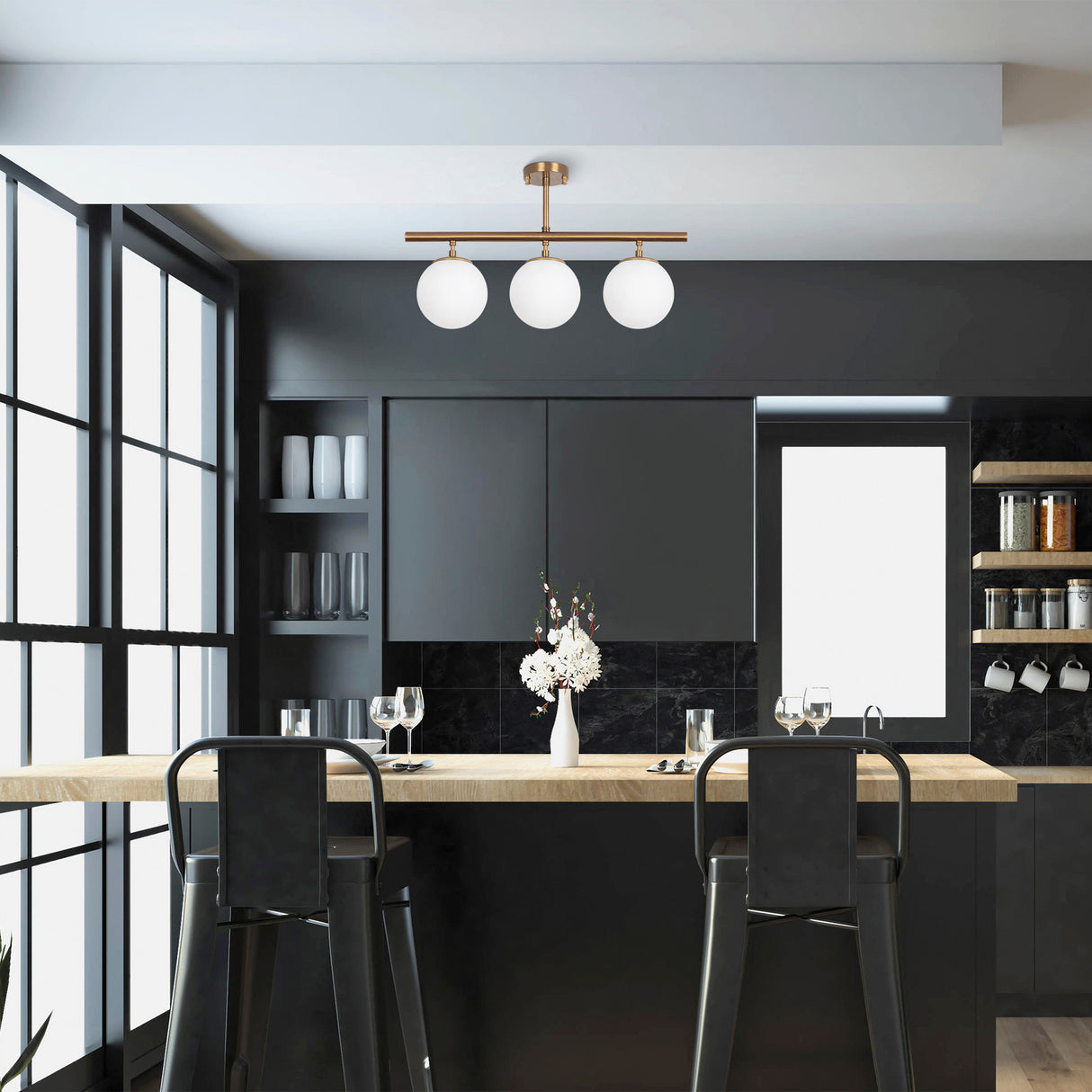 Lámpara colgante de 3 luces de metal color bronce