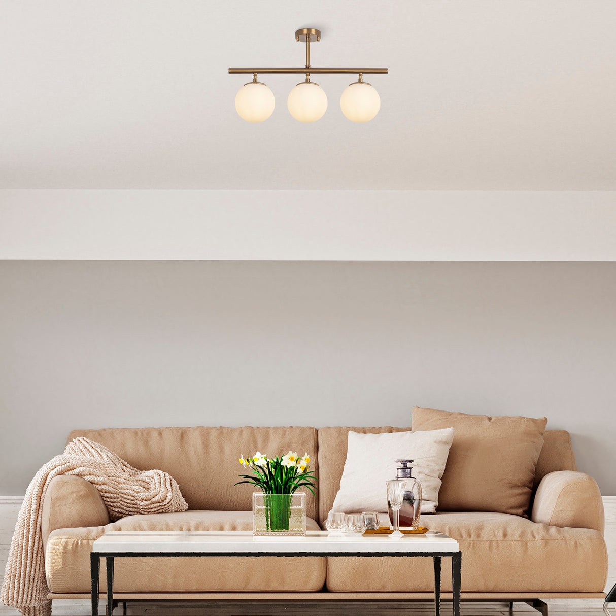 Lámpara colgante de 3 luces de metal color bronce