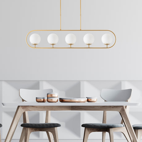Lámpara colgante de 5 luces Oro Beige Cristal Lucent