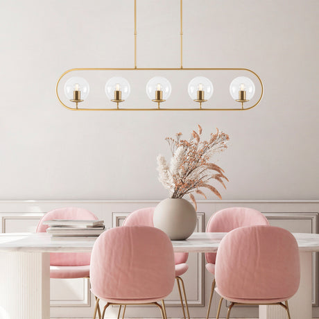 Lámpara colgante de 5 luces Oro Cristal Claro Lucent