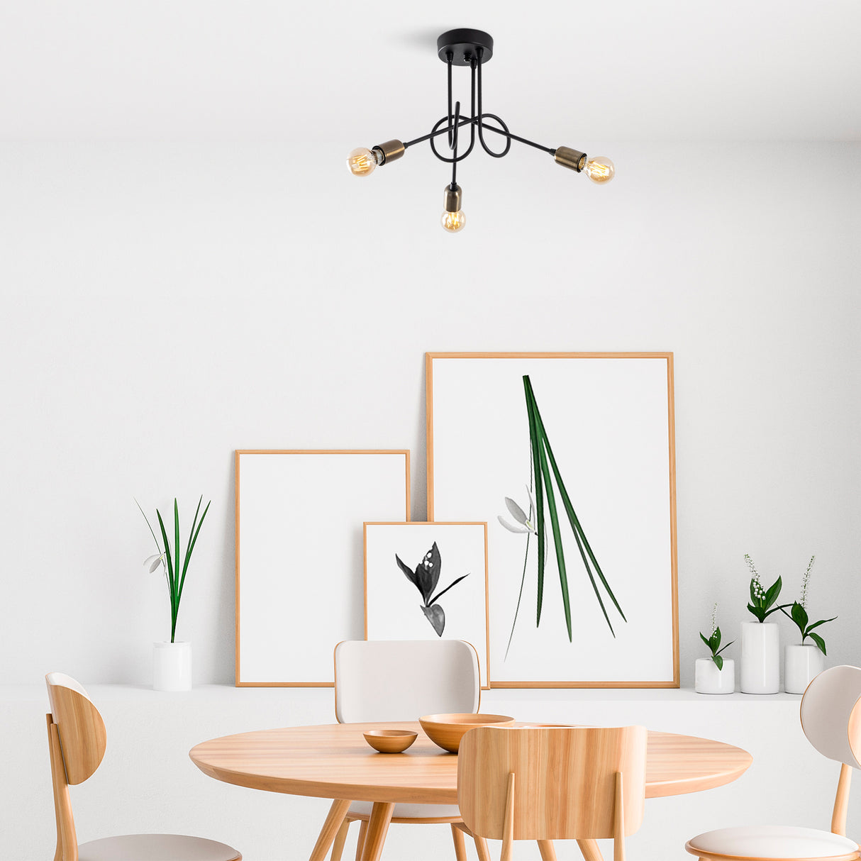 Lámpara colgante de 3 luces Negro Metal Pulse