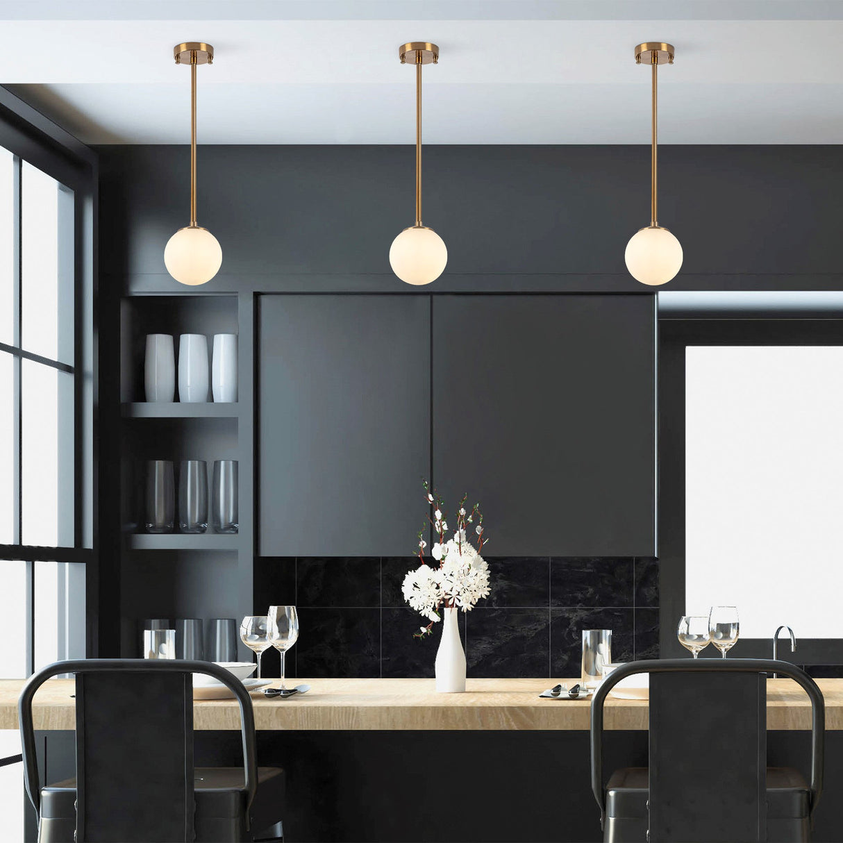 Lámpara colgante de 3 luces en color bronce con pantalla blanca de metal Flint