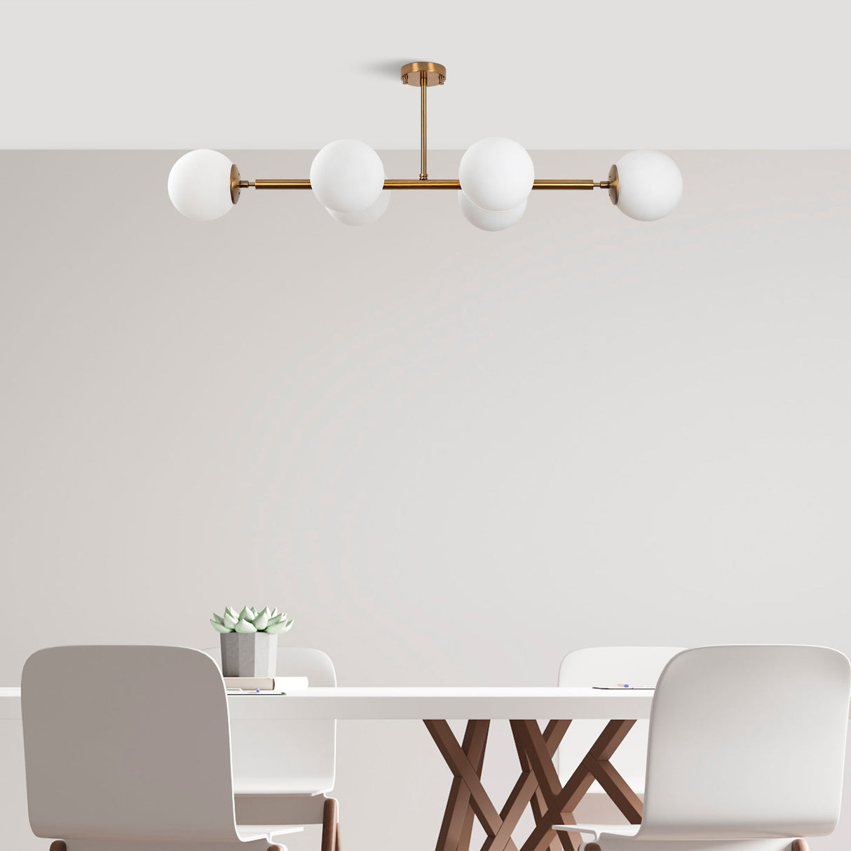 Lámpara colgante de 6 luces en color bronce con vidrio Radiance