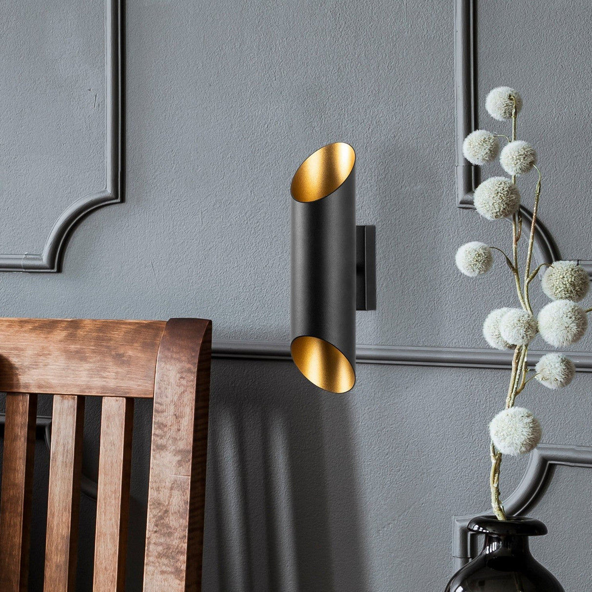 Lámpara de pared Negro Oro Metal Juniper