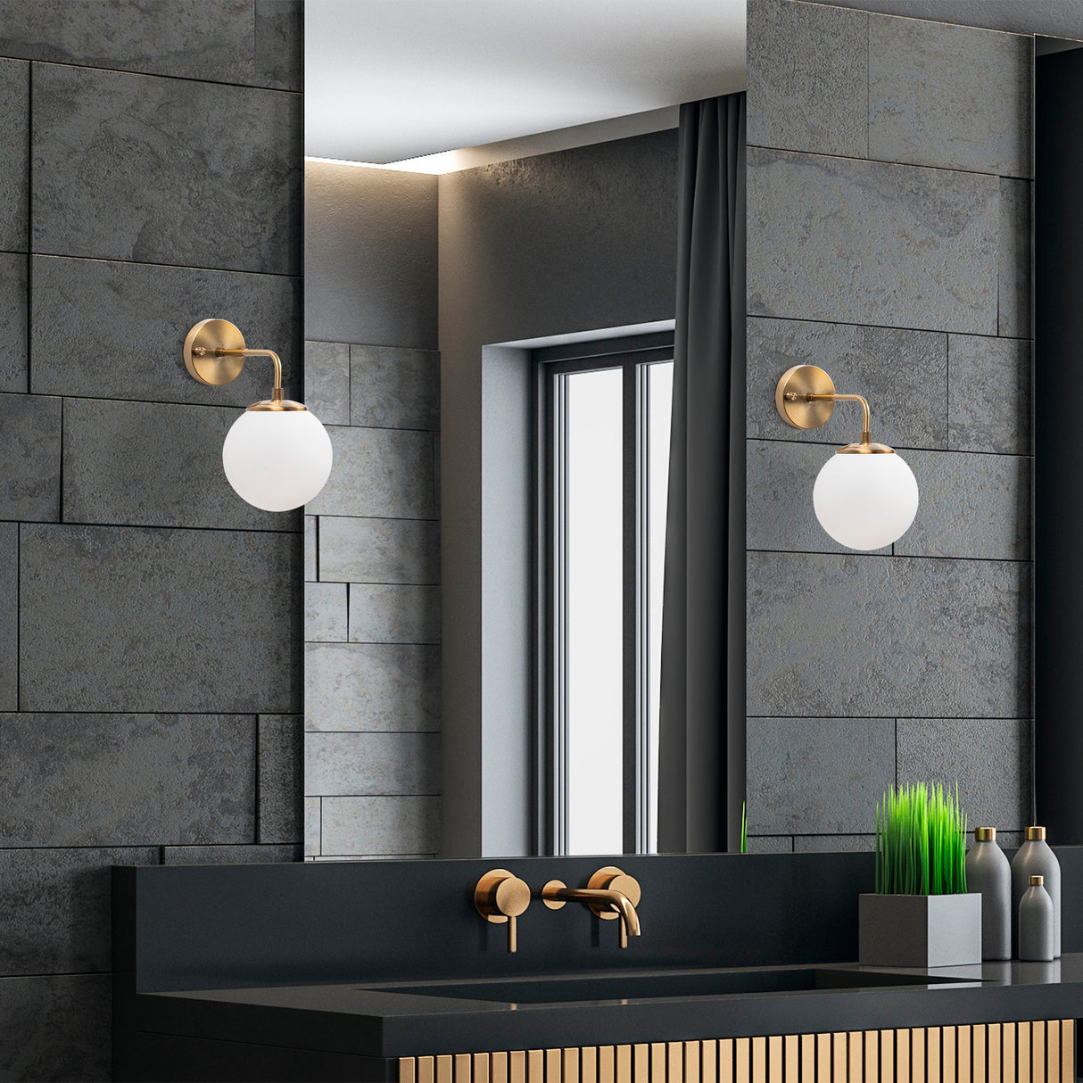 Lámpara de pared de vidrio color bronce Brim