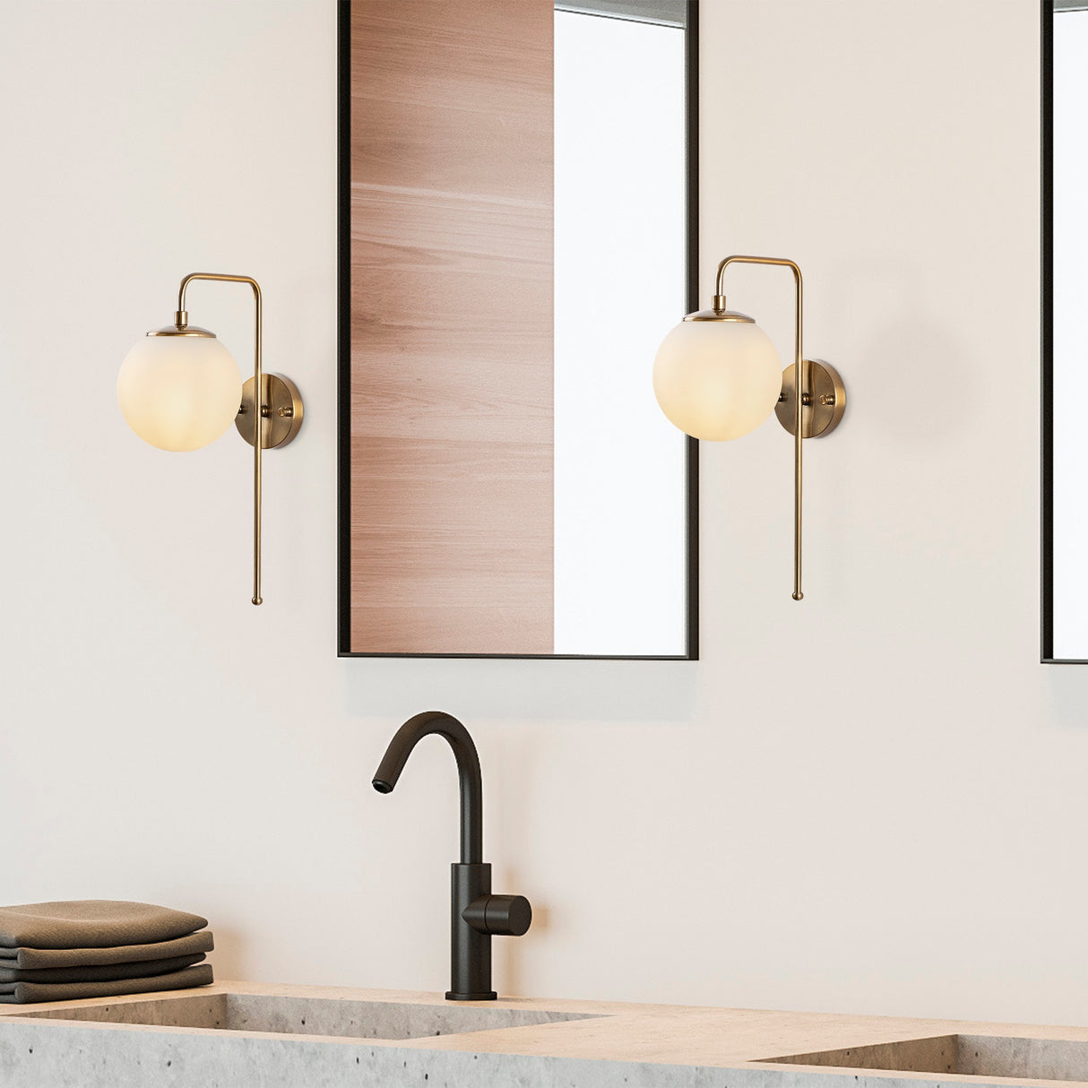 Lámpara de pared color bronce vidrio beige Brim