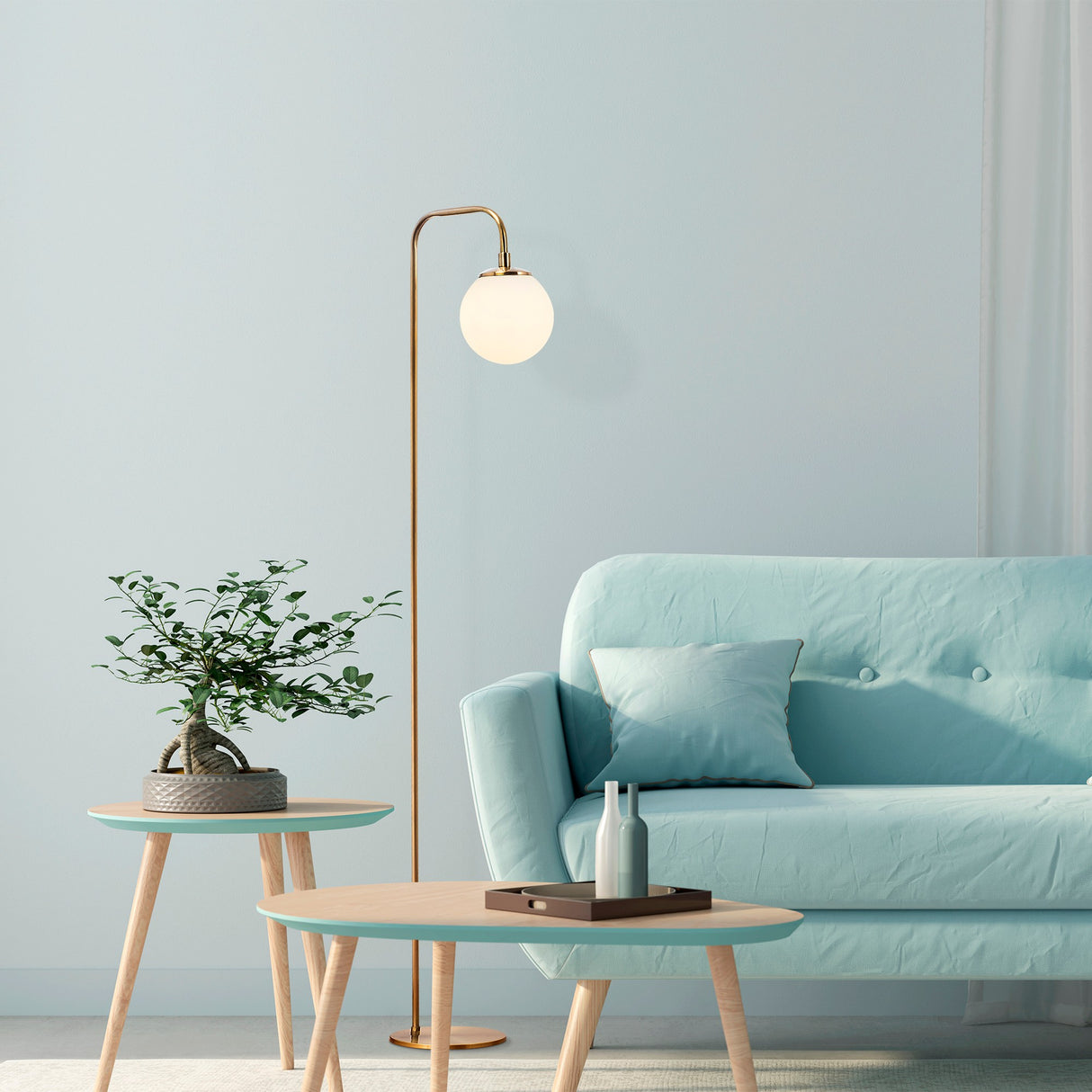 Lámpara de pie color bronce vidrio beige Brim