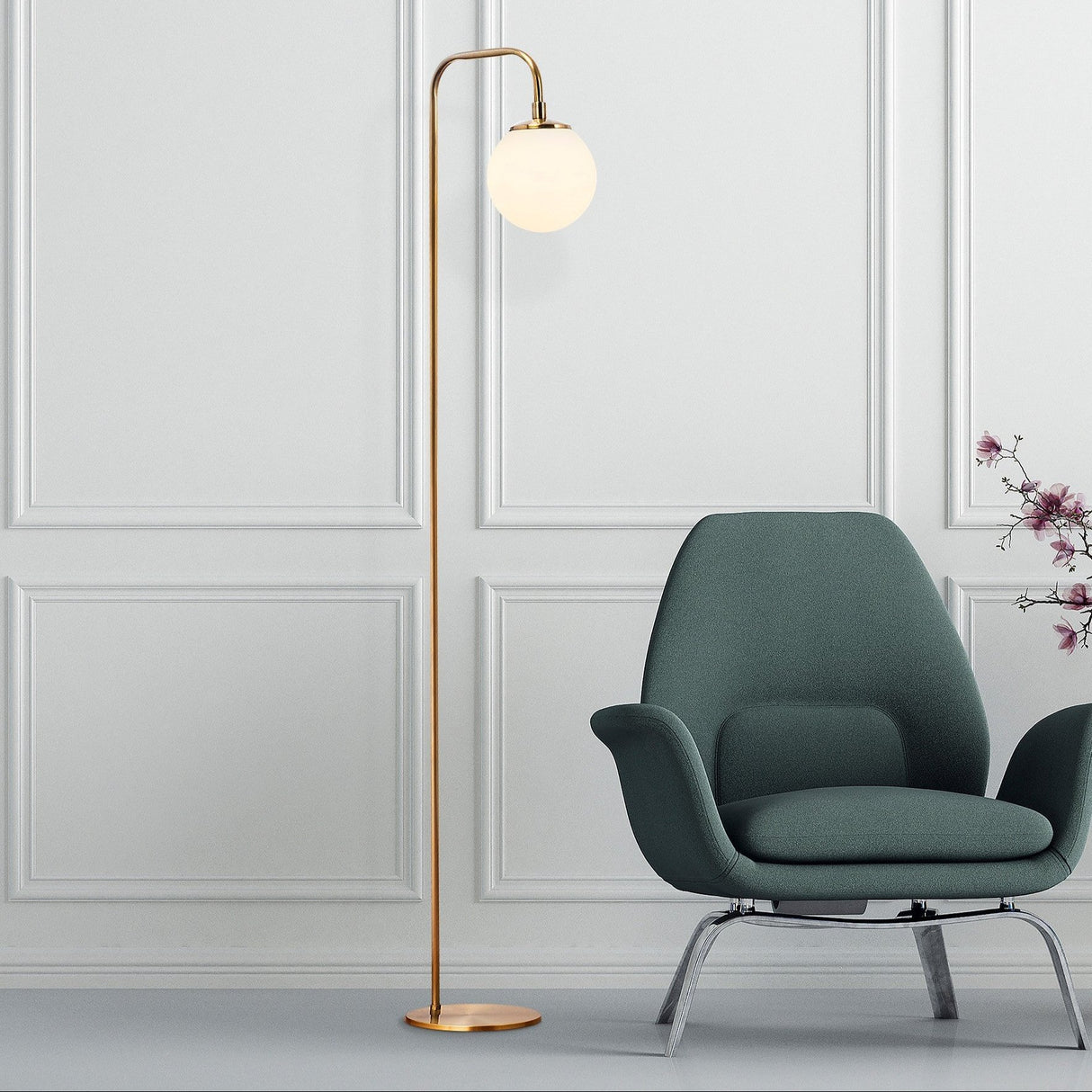 Lámpara de pie color bronce vidrio beige Brim