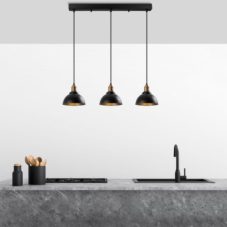 Lámpara colgante de 3 luces Negra Metal Lynx