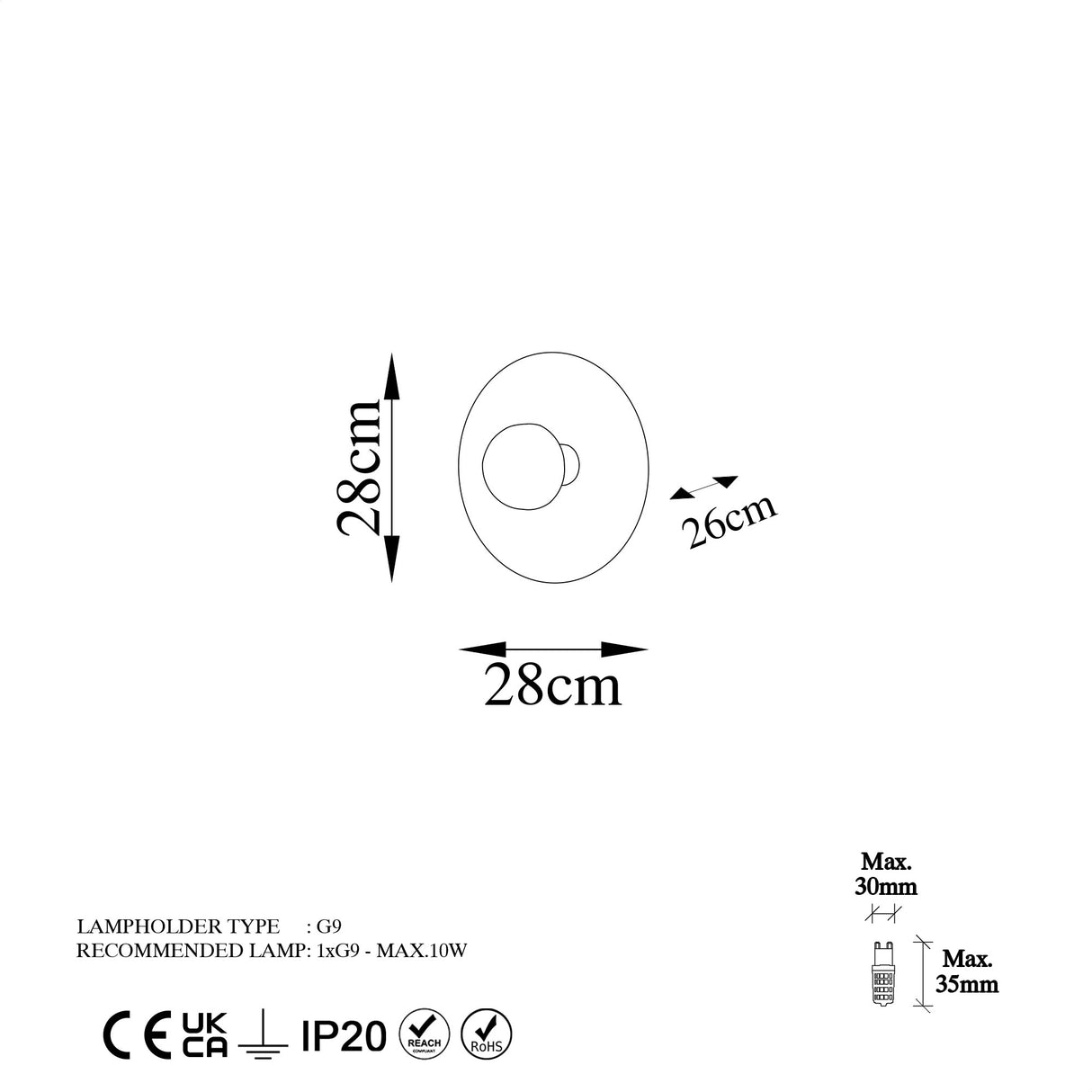Lámpara de pared color cobre 28 cm Metal Elevate