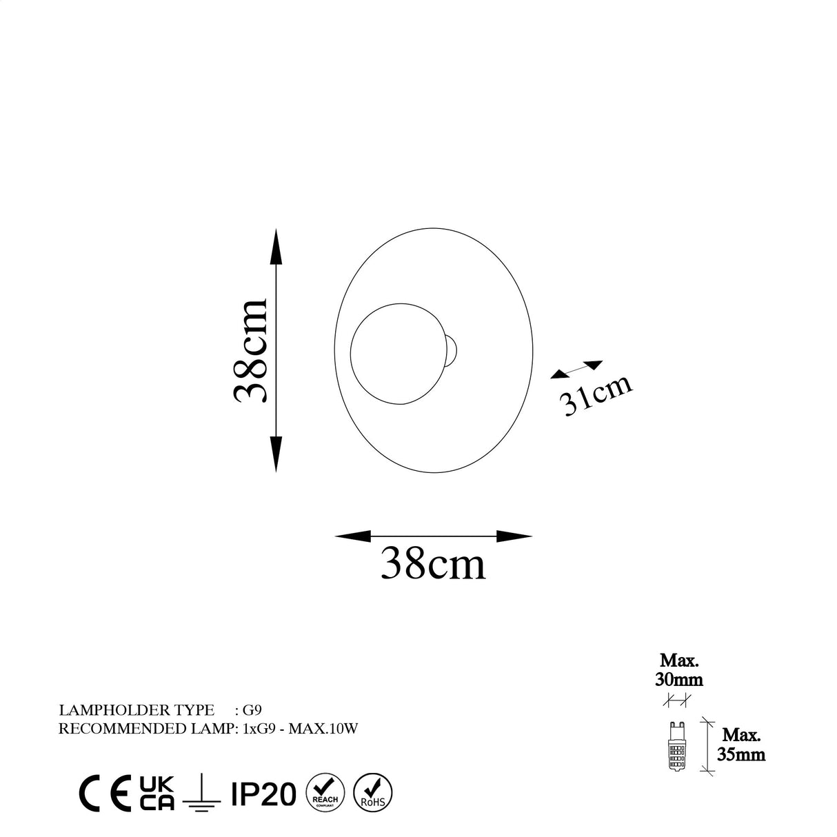 Lámpara de pared color cobre 38 cm Metal Elevate