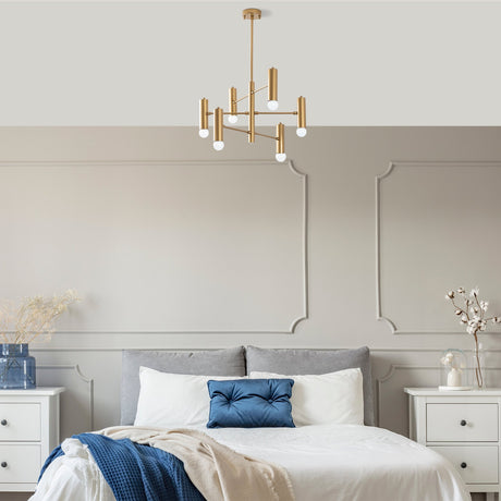 Lámpara colgante de 6 luces Dorado Metal Ártico