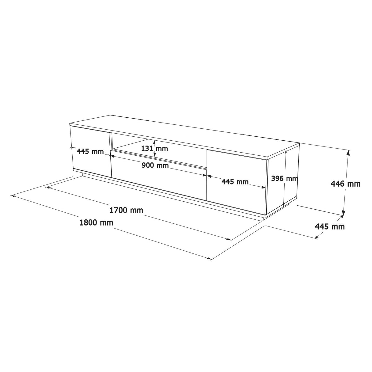 TV Meubels - TV Meubel Salerno Atlantisch Dennenhout Wit Melamine 180x44,6x44,5 cm - Dimehouse