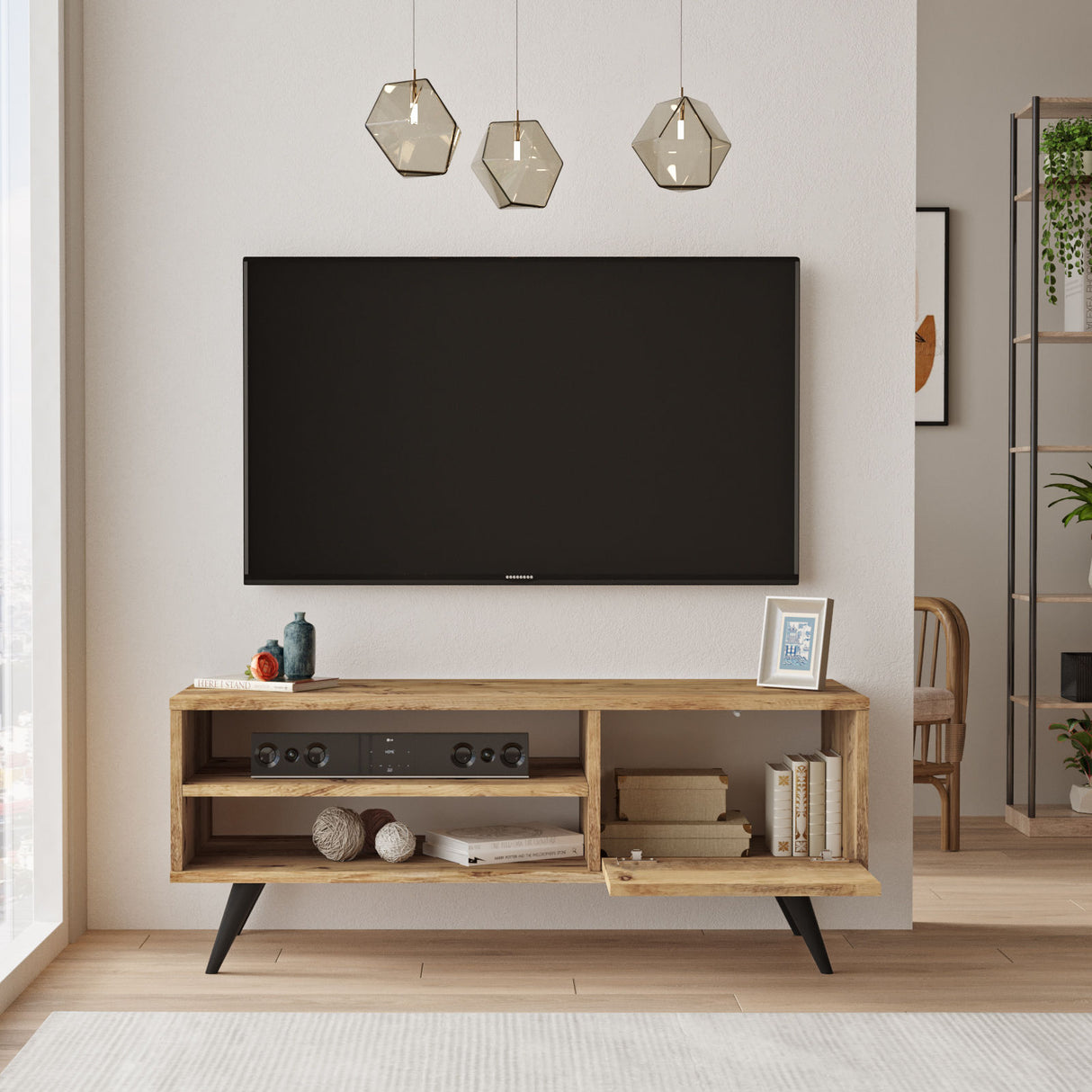 TV Meubels - TV Meubel Riva Atlantisch Dennenhout Melamine 110x44x40 cm - Dimehouse