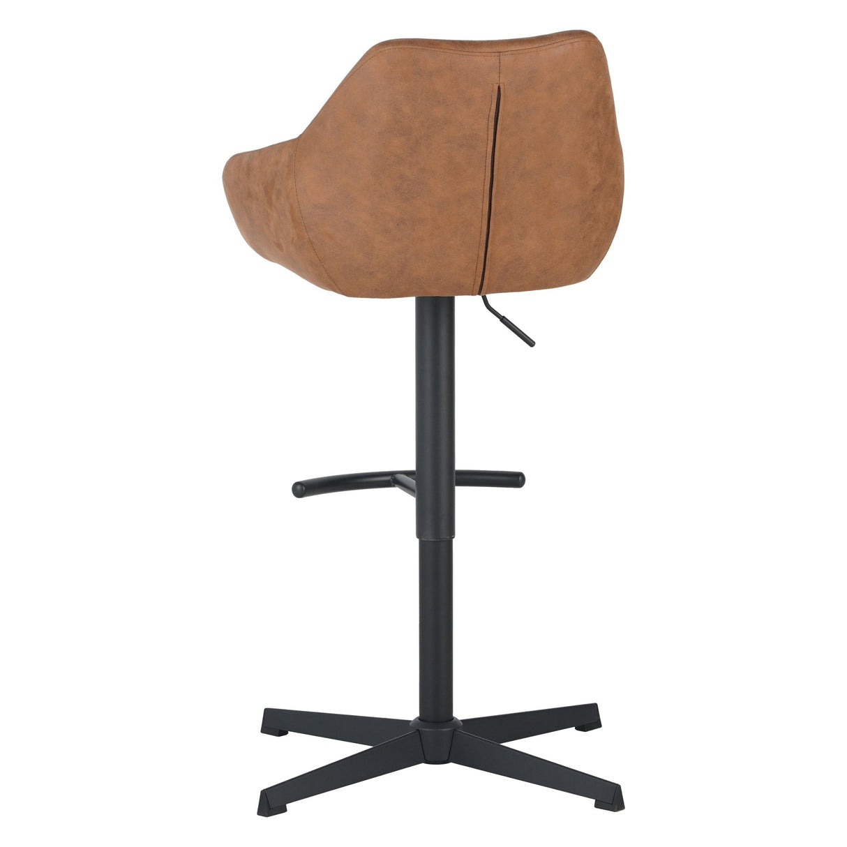Venom Taburete de Bar Cognac Eco-cuero - Silla de Bar Giratoria Ajustable con Reposabrazos