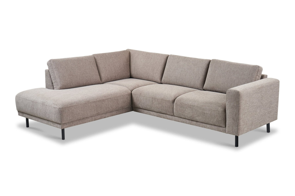 Moderne 3-zits Hoekbank Links Taupe Stof Aniko met Lounger 240x197x78 cm