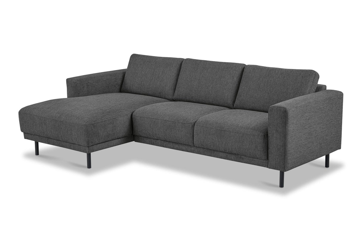 Moderne hoekbank met Chaise Longue Antraciet Stof Aniko links 238x142x78 cm
