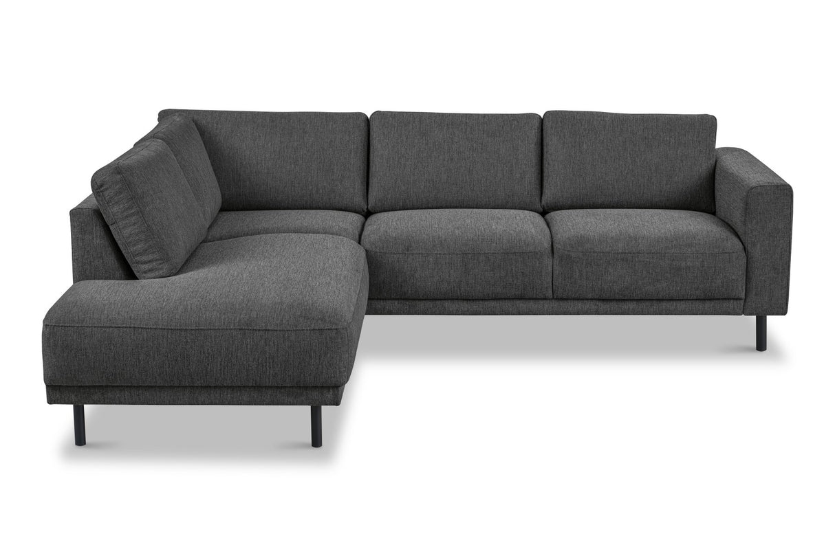 Moderne 3-zits hoekbank met Lounger Antraciet Stof Aniko links 240x197x78 cm