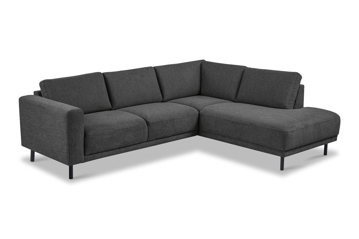 Moderne 3-zits hoekbank met Lounger Antraciet Stof Aniko rechts 240x197x78 cm
