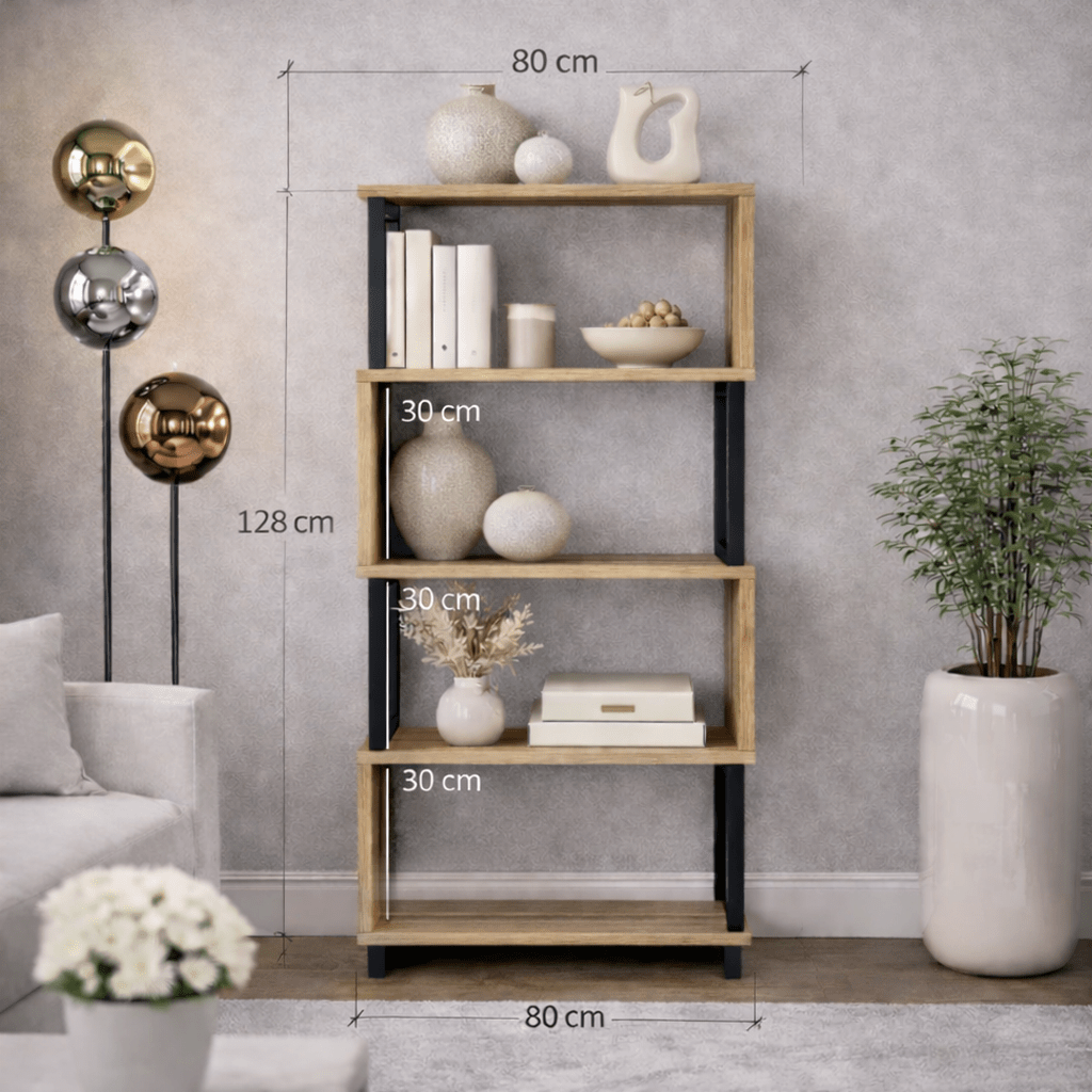 Librería Ceylan Walnut Melamine 80x128x22 cm