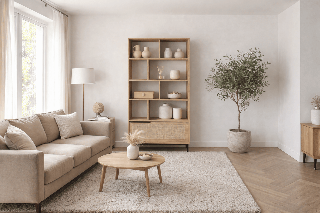 Boekenkasten - Boekenkast Kosmos Walnoot Eik Melamine 83,9x175,6x29,5 cm - Dimehouse