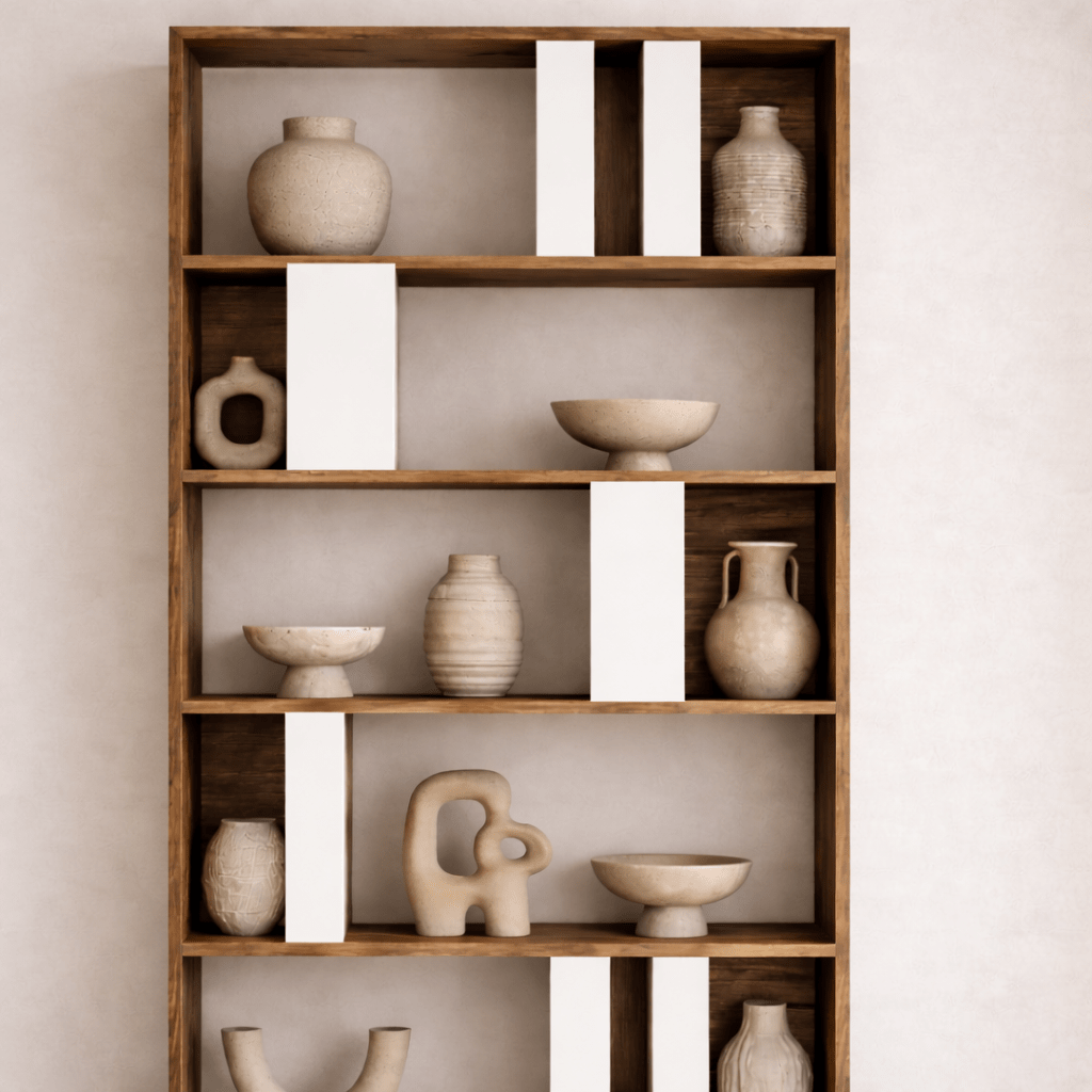 Boekenkasten - Asymmetrische boekenkast wit walnoot melamine Lima 90x180x20 cm - Dimehouse