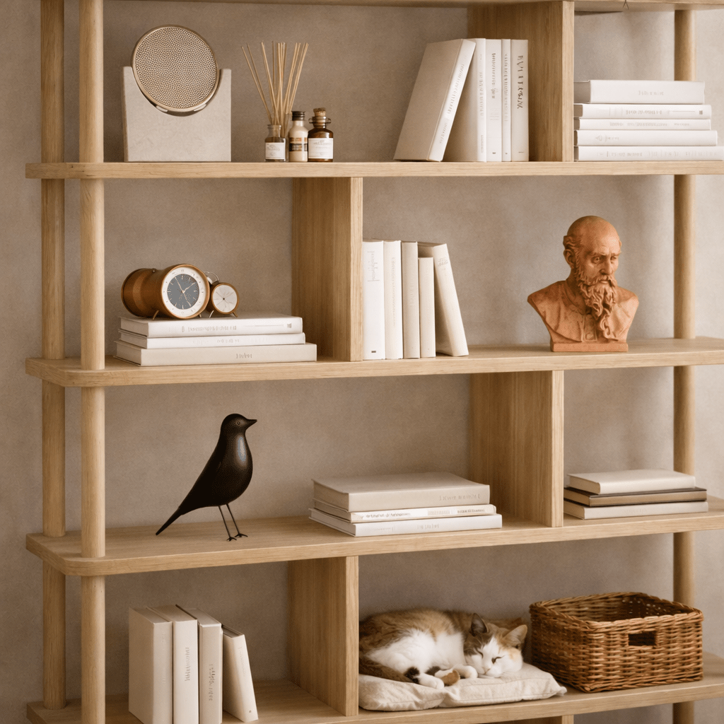 Librería Japandi pino melamina Meta 120x168,5x28 cm