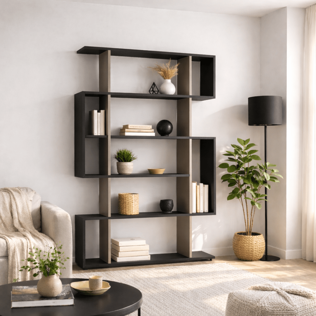 Boekenkasten - Boekenkast Mito Antraciet Bruin Melamine 110x161x25,5 cm - Dimehouse