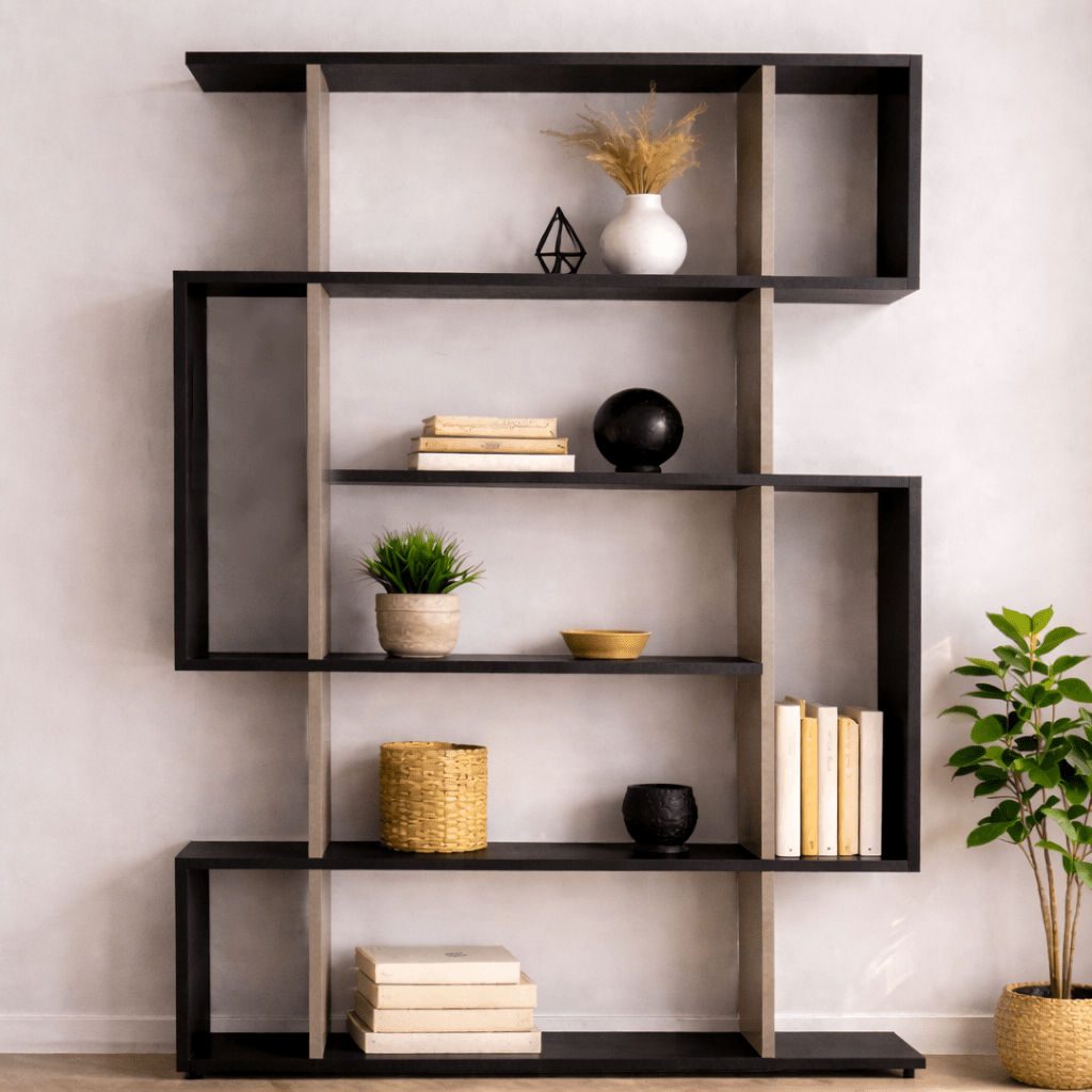 Boekenkasten - Boekenkast Mito Antraciet Bruin Melamine 110x161x25,5 cm - Dimehouse