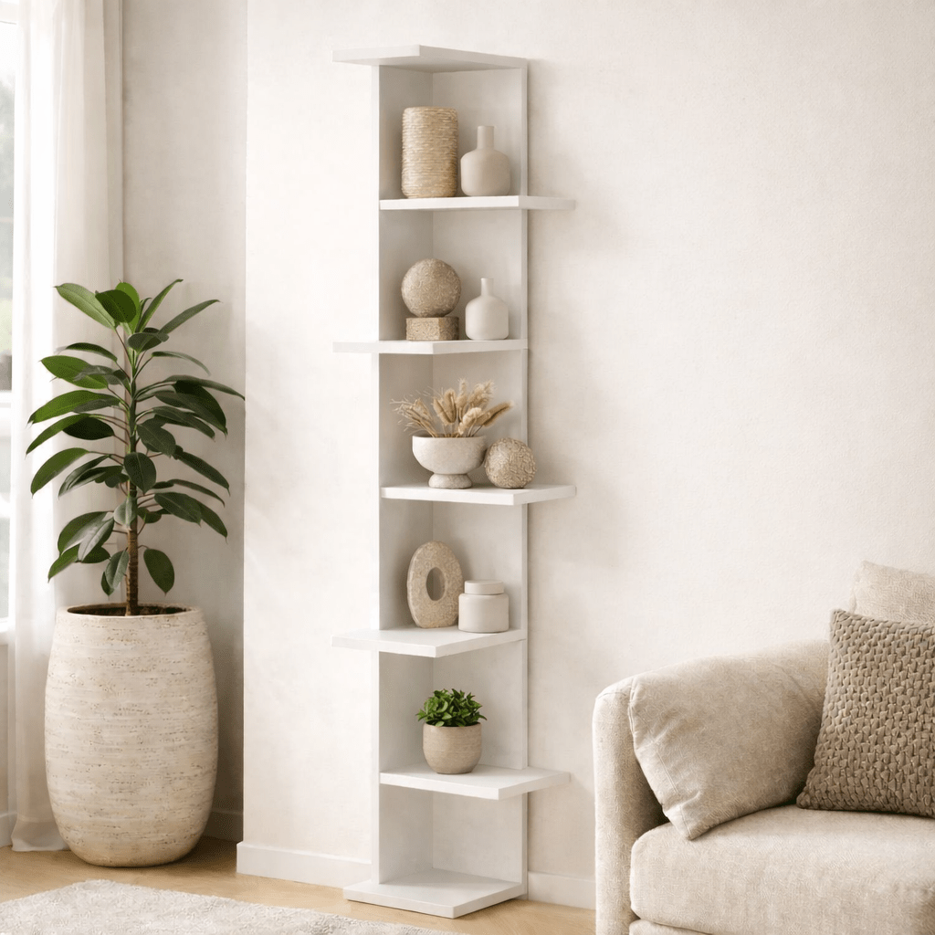 Boekenkasten - Boekenkast Saso Wit Melamine 37x141x24 cm - Dimehouse