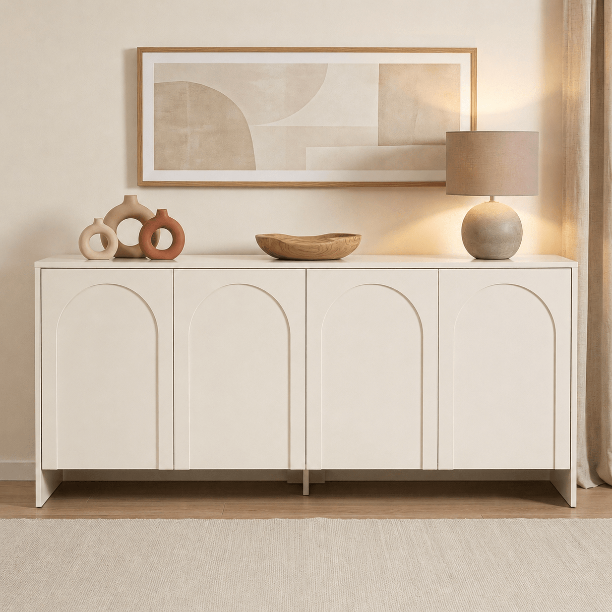 Dressoirs-Dressoir beige melamine - zes vakken - 180x80x45 cm - Aurelia-Dimehouse