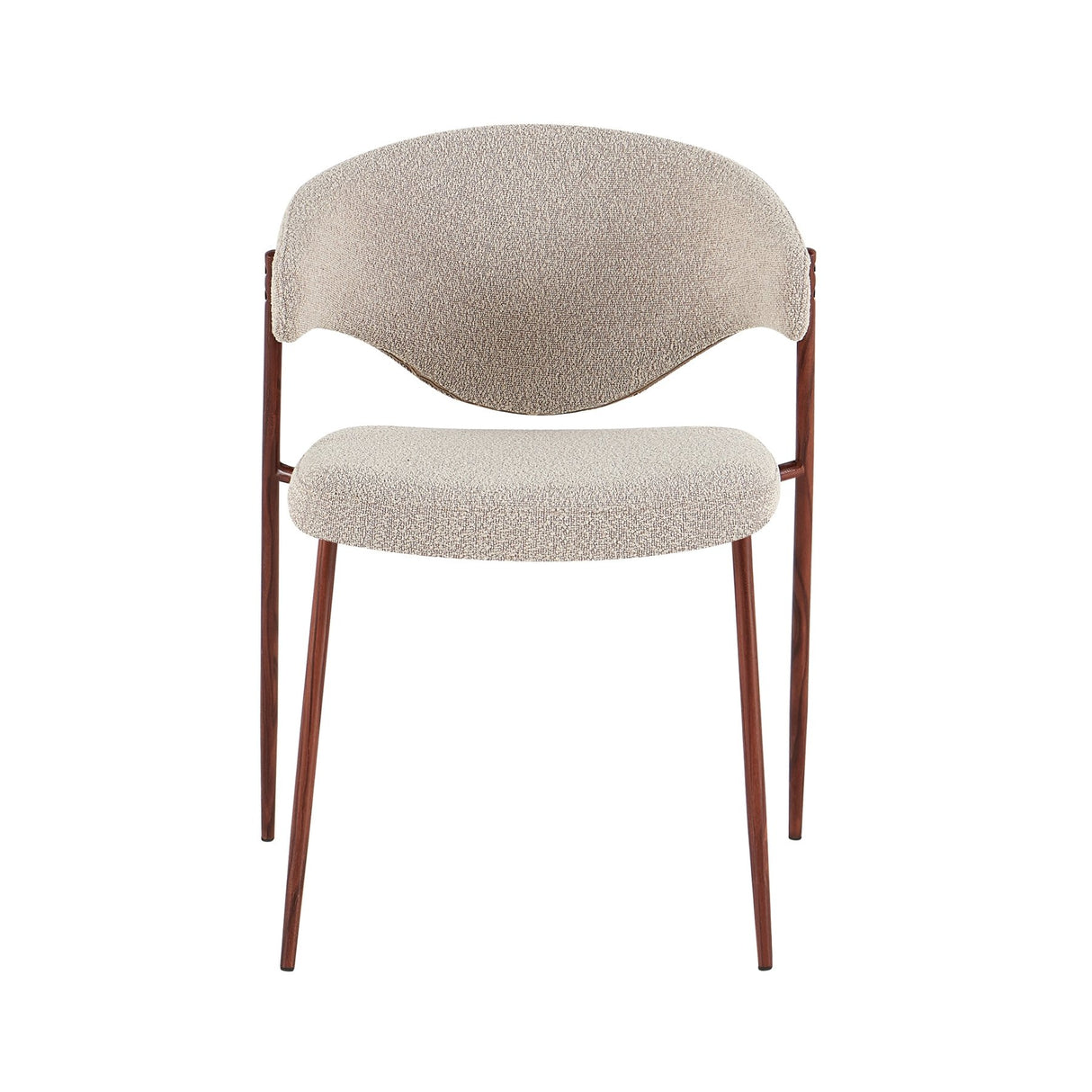 Eetkamerstoelen-Eetkamerstoel bouclé zandkleur Kaito - walnootlook frame - Japandi-Dimehouse