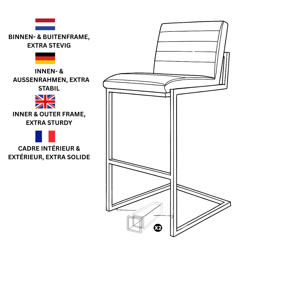 Taburete alto industrial Kuba negro PU - 78 cm de altura del asiento - Sin brazos