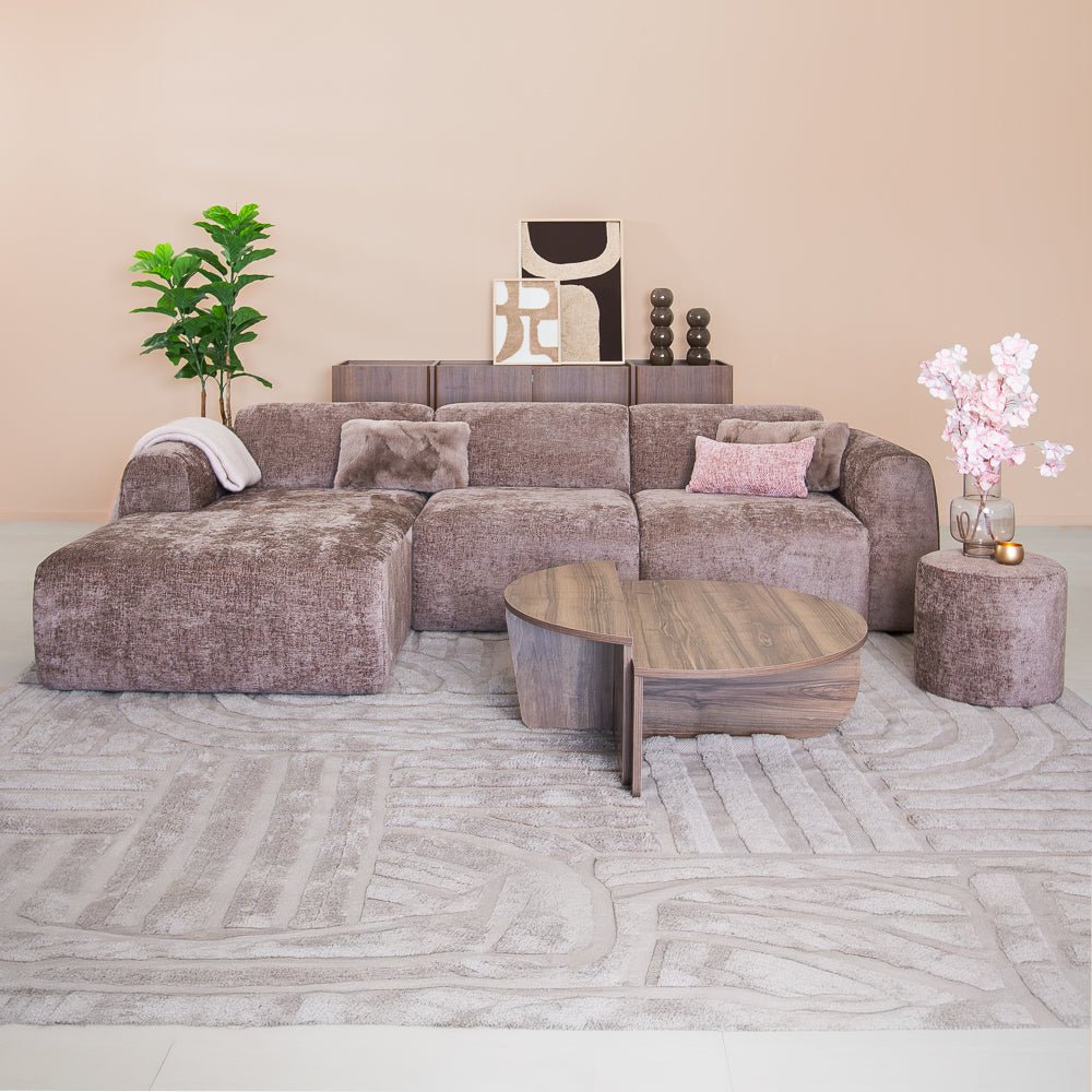 Banken-Hoekbank taupe chenille stof - 272x170 cm - Shane - links-Dimehouse