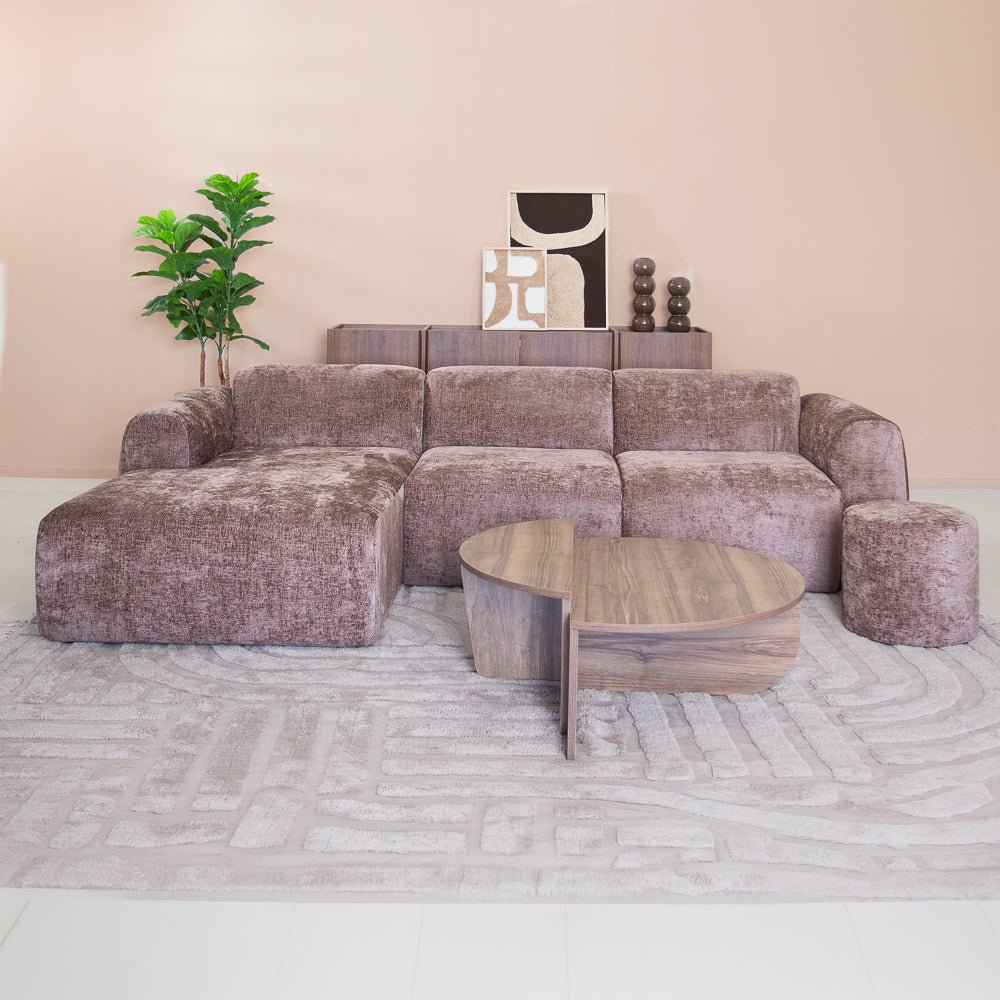 Banken-Hoekbank taupe chenille stof - 272x170 cm - Shane - links-Dimehouse