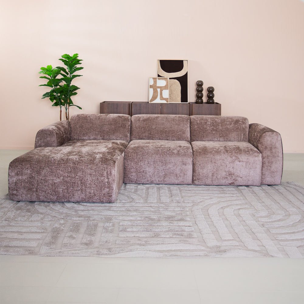 Banken-Hoekbank taupe chenille stof - 272x170 cm - Shane - links-Dimehouse