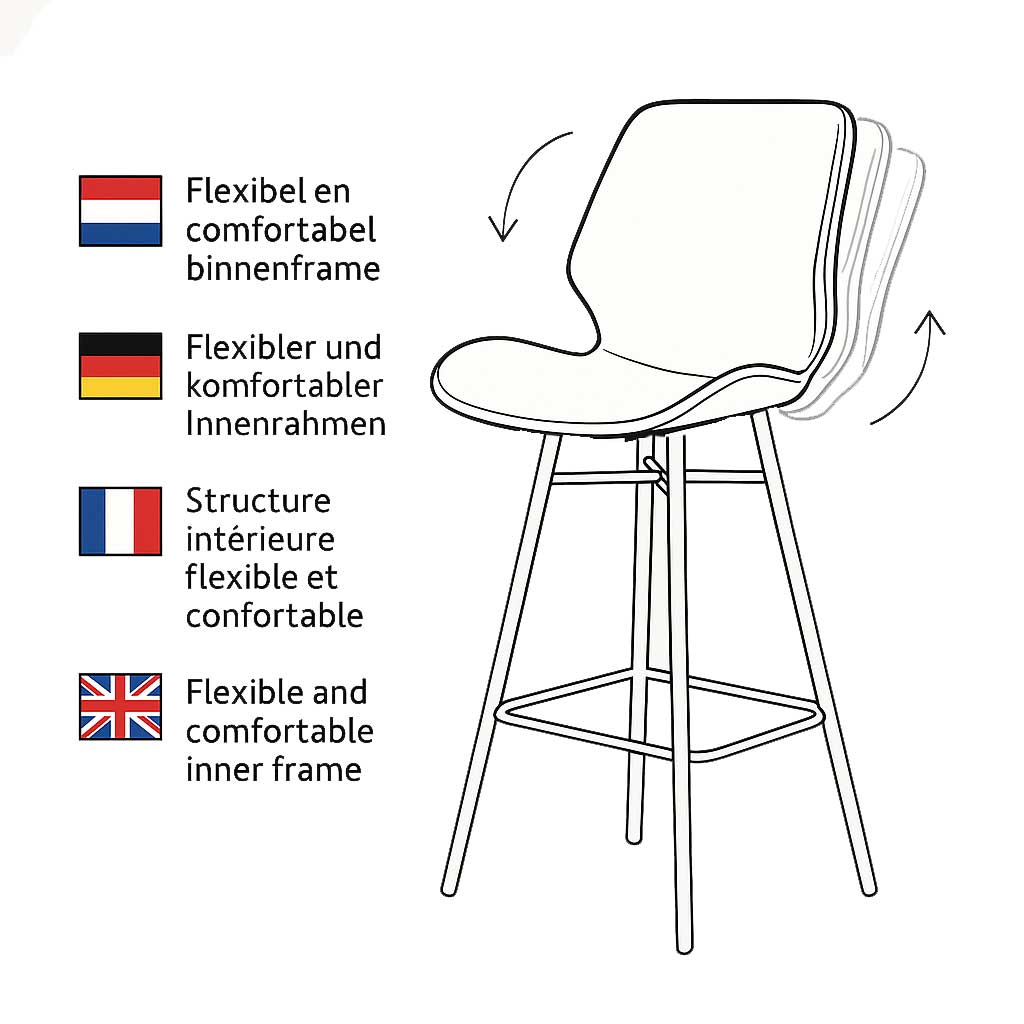 Taburete Beau Gris Chenille Tela - 67 cm de Altura de Asiento - Sin Reposabrazos