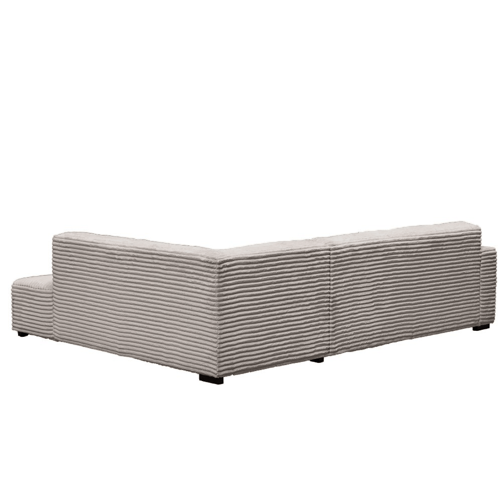 Sofá en esquina de tela acanalada beige súper suave Gavi - derecha
