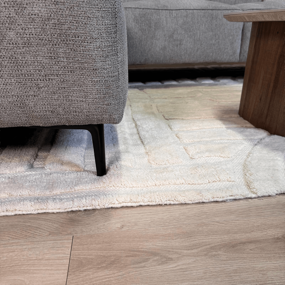 Sofá esquina de chenilla taupe tapizada Ravi – derecha