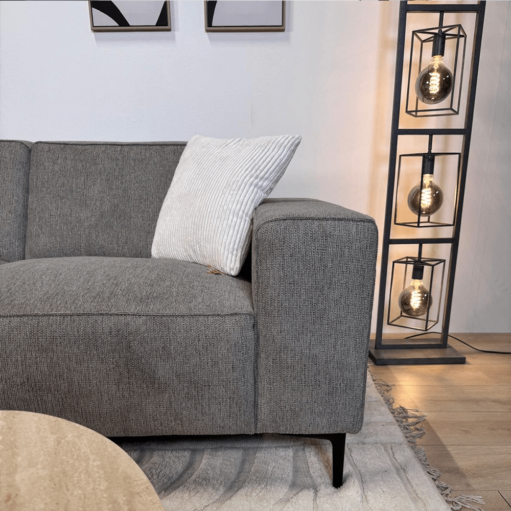 Banken - Hoekbank taupe chenille gemêleerd Ravi – links - Dimehouse