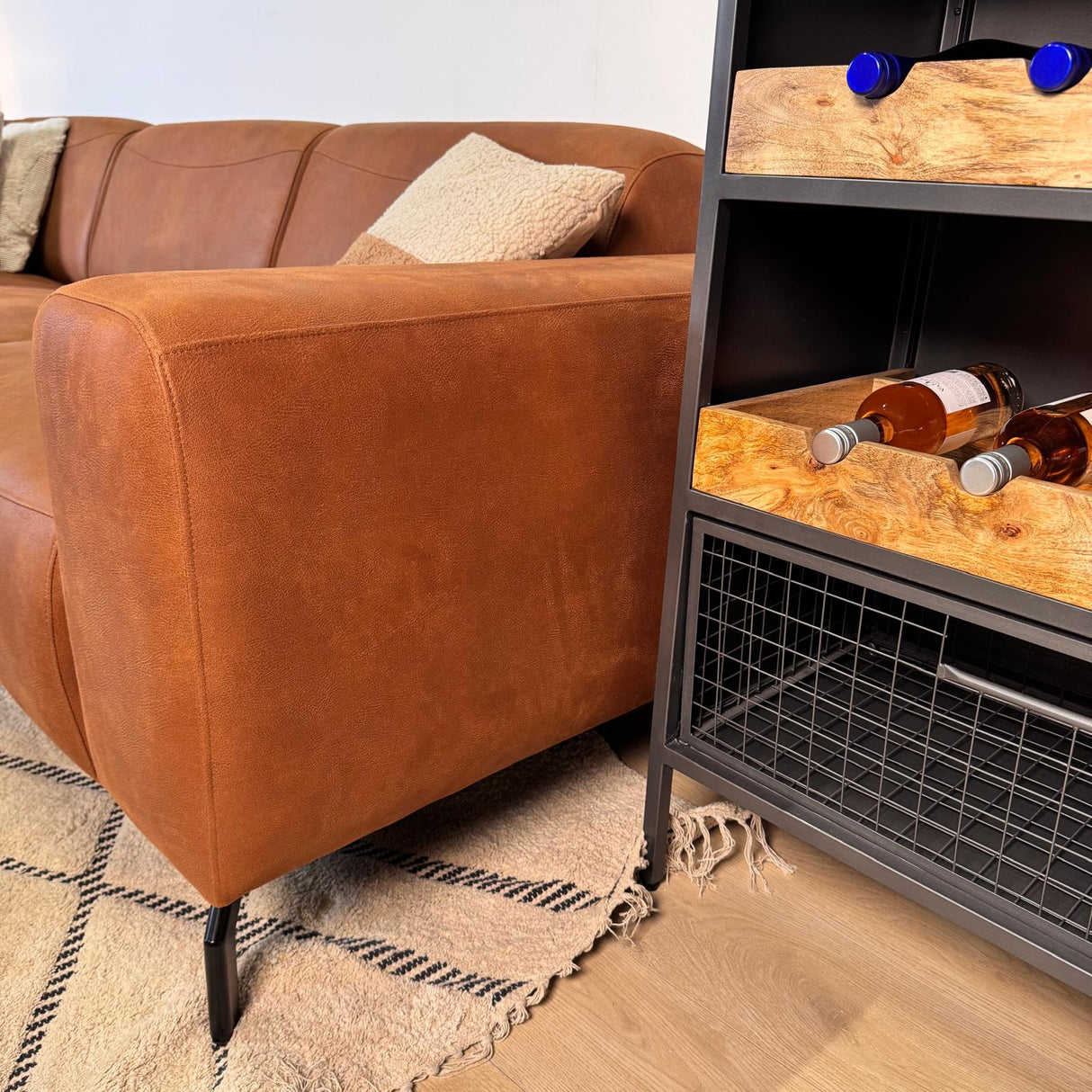 Banken - Hoekbank cognac robuust eco - leer Barin - rechts - Dimehouse