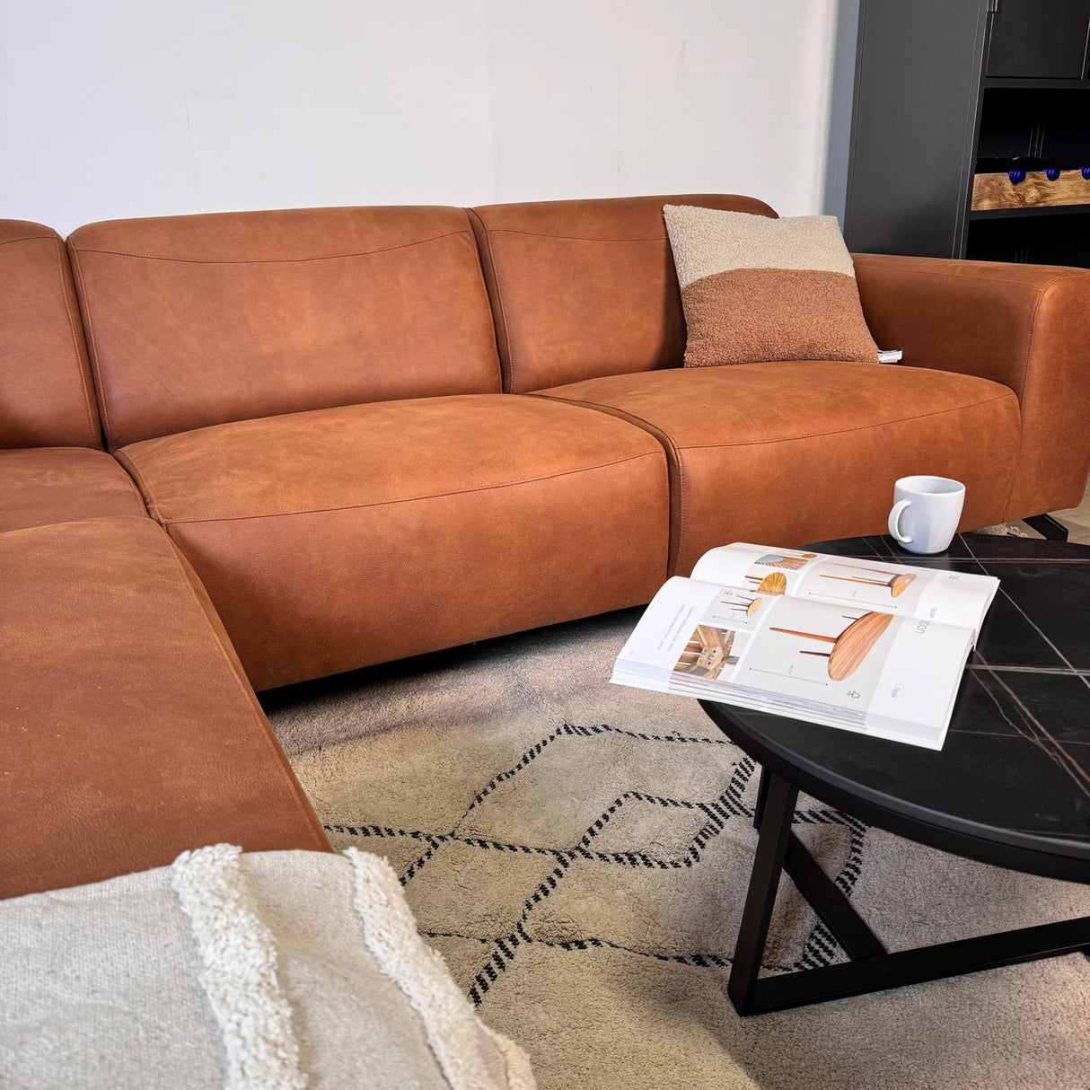 Banken - Industriële Hoekbank Ecoleer Cognac Barin - Links - Dimehouse