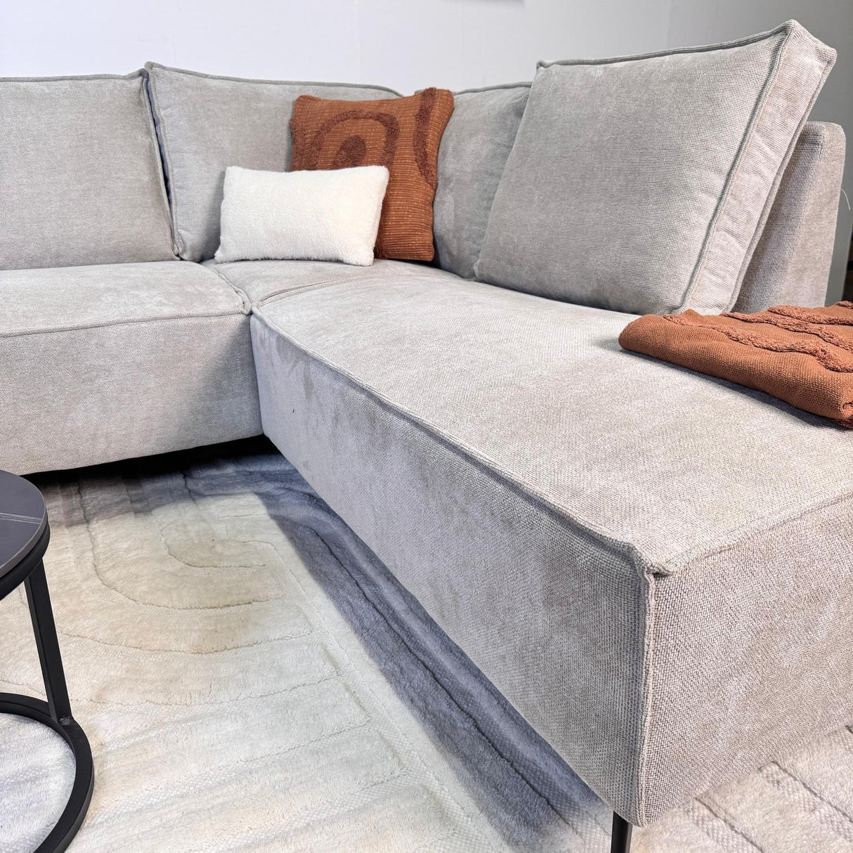 Banken - Hoekbank met chaise longue beige chenille Yara - rechts - Dimehouse