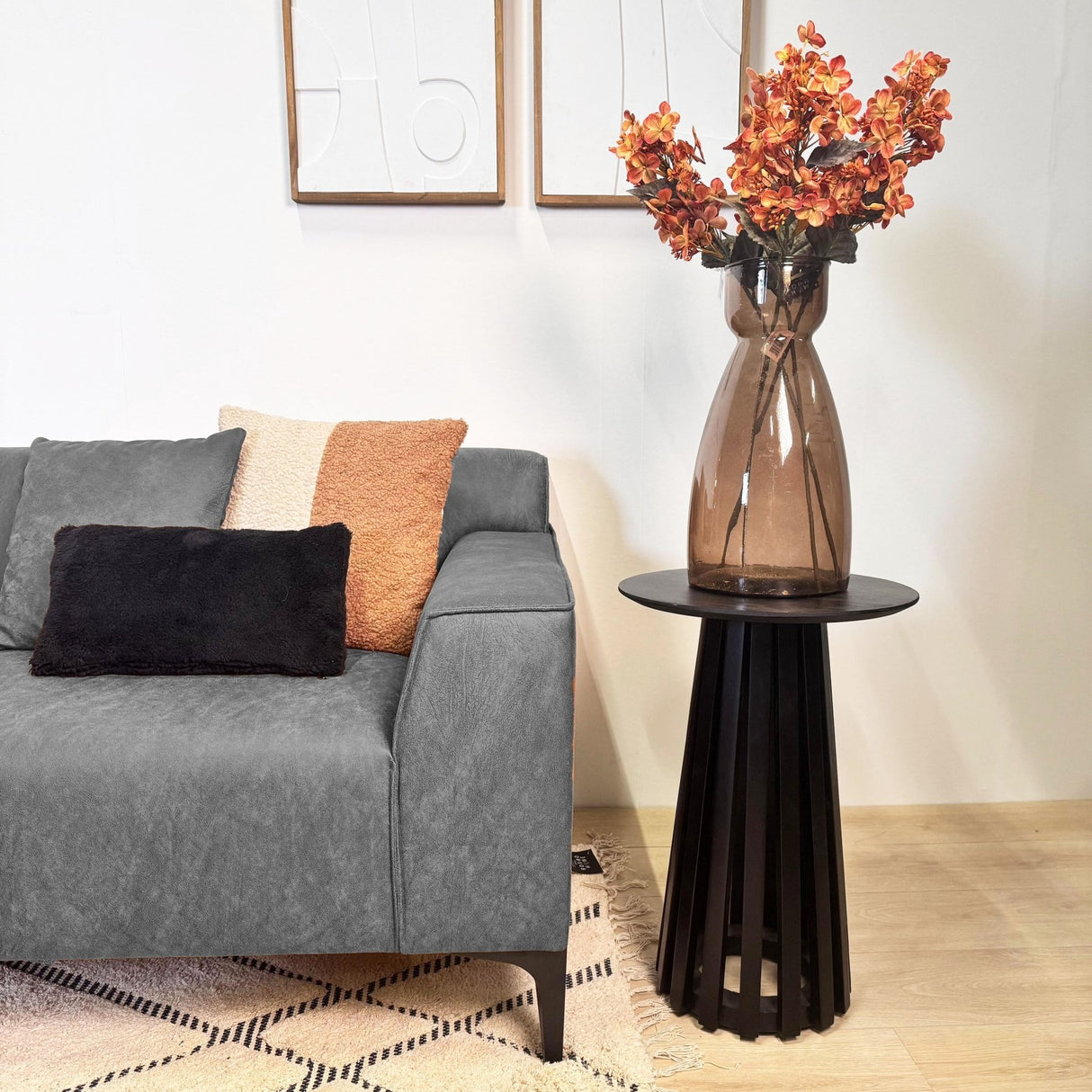 Sofá en esquina con lounge compacto en microfibra antracita Davidson - izquierda