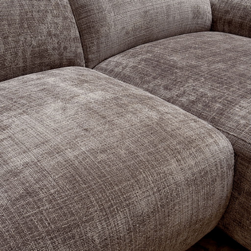 Banken - Hoekbank taupe chenille stof - 292x169 cm - Shane - rechts - Dimehouse