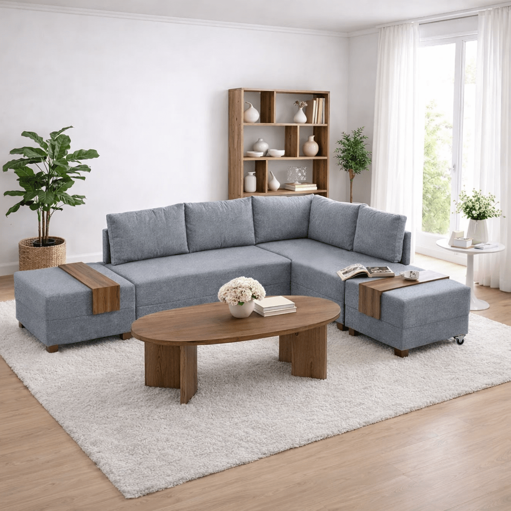 Sofá cama tela gris - XXL 280 x 210 - Derecha - Fly