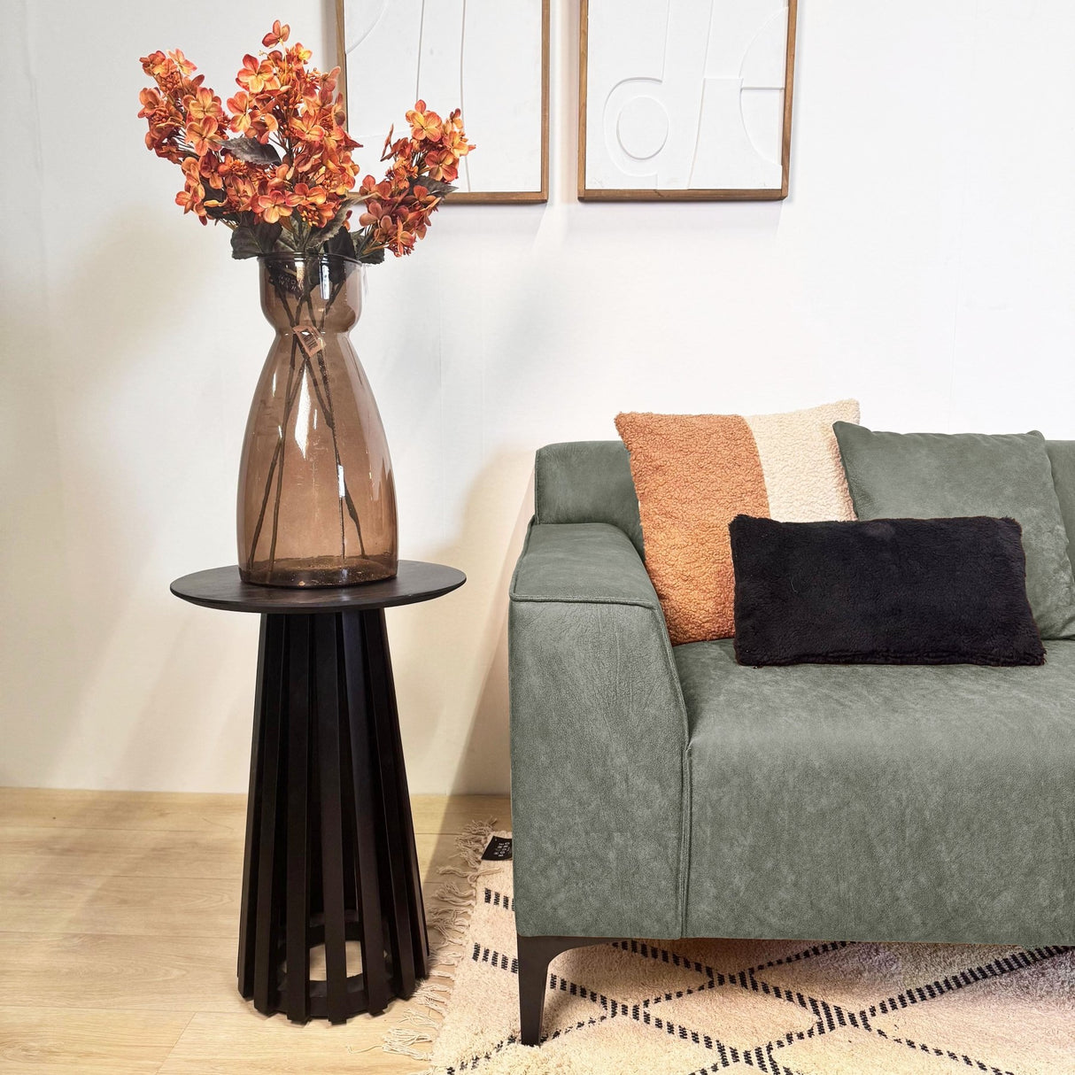 Sofá en esquina con salón compacto de microfibra verde Davidson - derecha